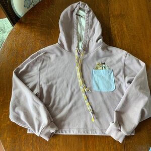 PAUL AND JOE SISTER CROP HOODED  SWEATSHIRT EMBROIDERED CATS KITTENS